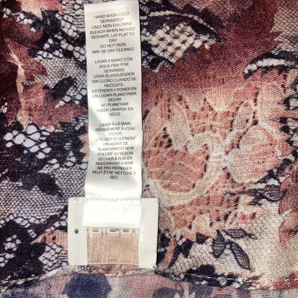 CHICOS Floral and Lace Print Scarf with Black Fringe Womens 20 x 70 inches - Picture 14 of 16